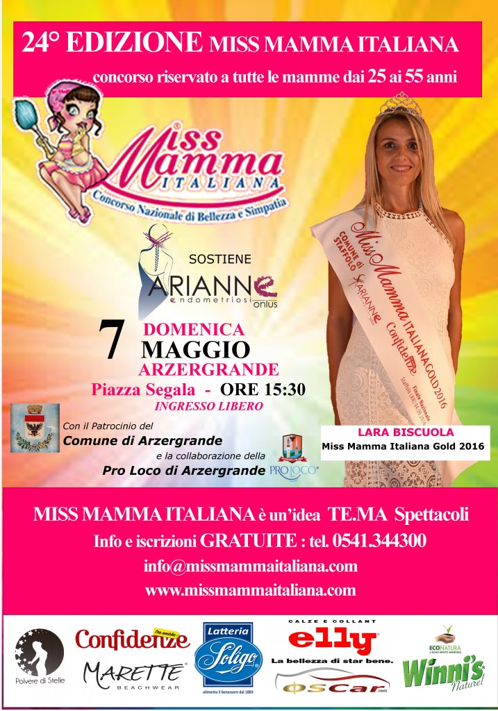 Locandina selezione Miss Mamma Italiana 2017 ad Azergrande (PD)