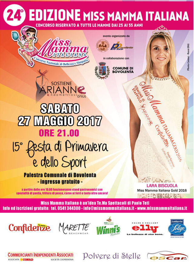 Locandina selezione Miss Mamma Italiana 2017 a Bovolenta Padova