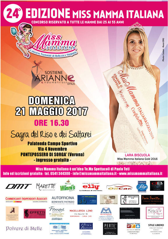 Locandina selezione Miss Mamma Italiana 2017 a Pontepossero di Sorgà Verona