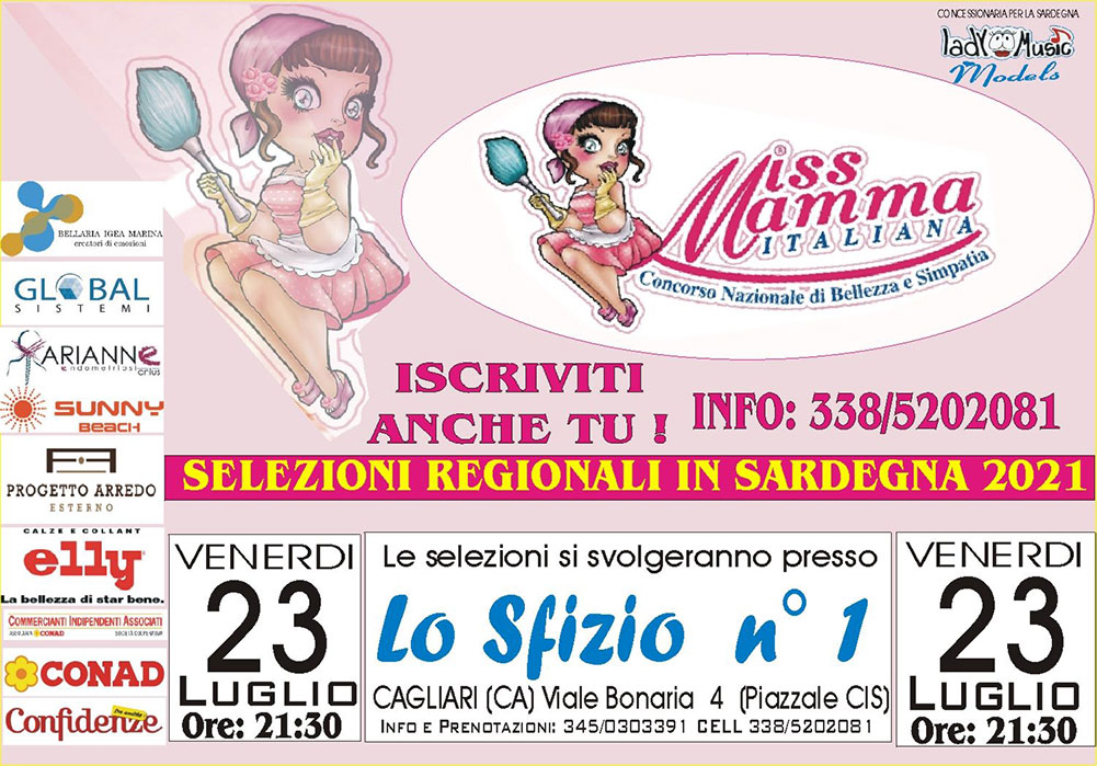 Locandina selezione Cagliari Miss Mamma Italiana 2021