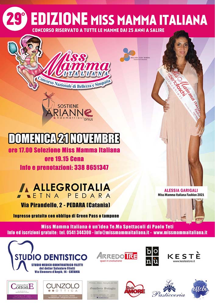 Locandina selezione Miss Mamma Italiana a Catania