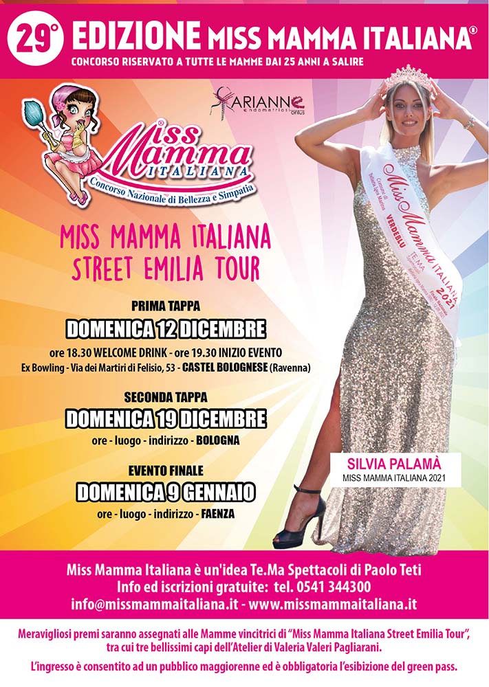 Locandina selezione Miss Mamma Italiana Street Emilia Tour