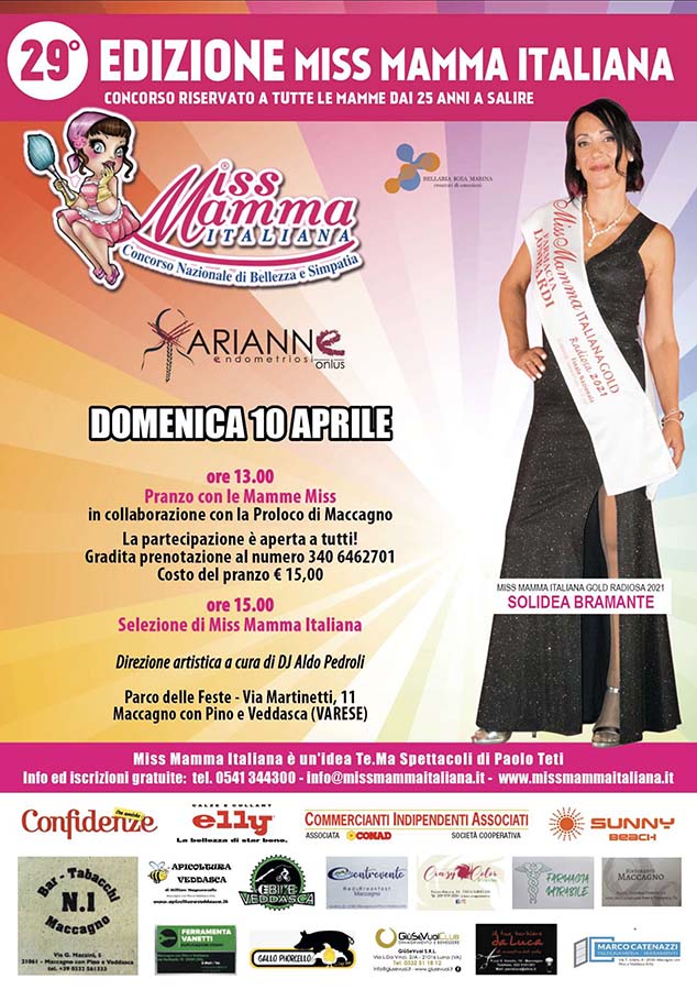Locandina selezioni Miss Mamma Italiana 2022 a Maccagno Varese