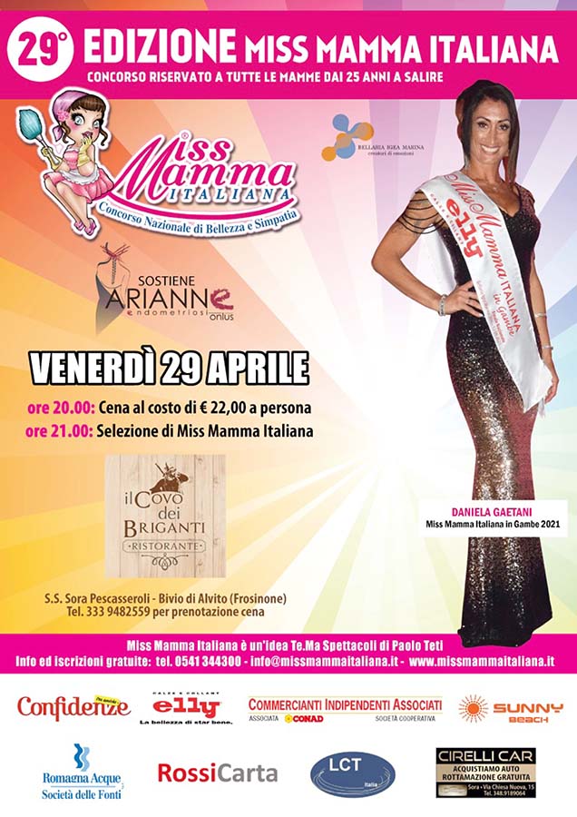 Locandina selezione Miss Mamma Italiana 2022 a Sora Frosinone
