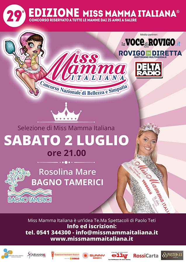 Locandina selezione Miss Mamma Italiana 2022 a Rosolina Mare Rovigo