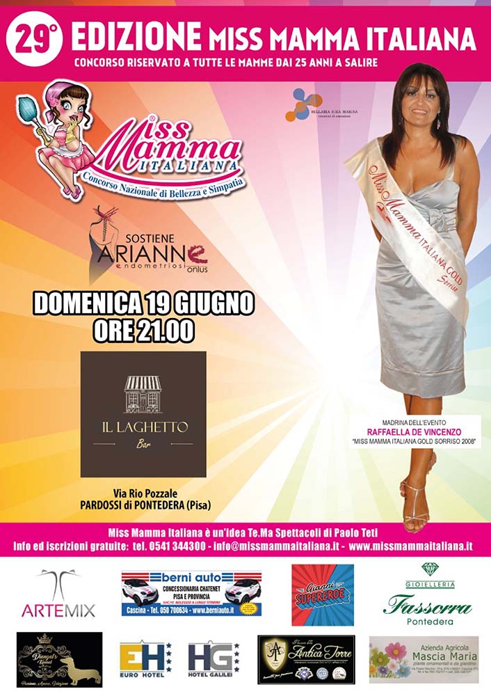 Locandina selezione Miss Mamma Italiana a Pardossi di Pontedera Pisa