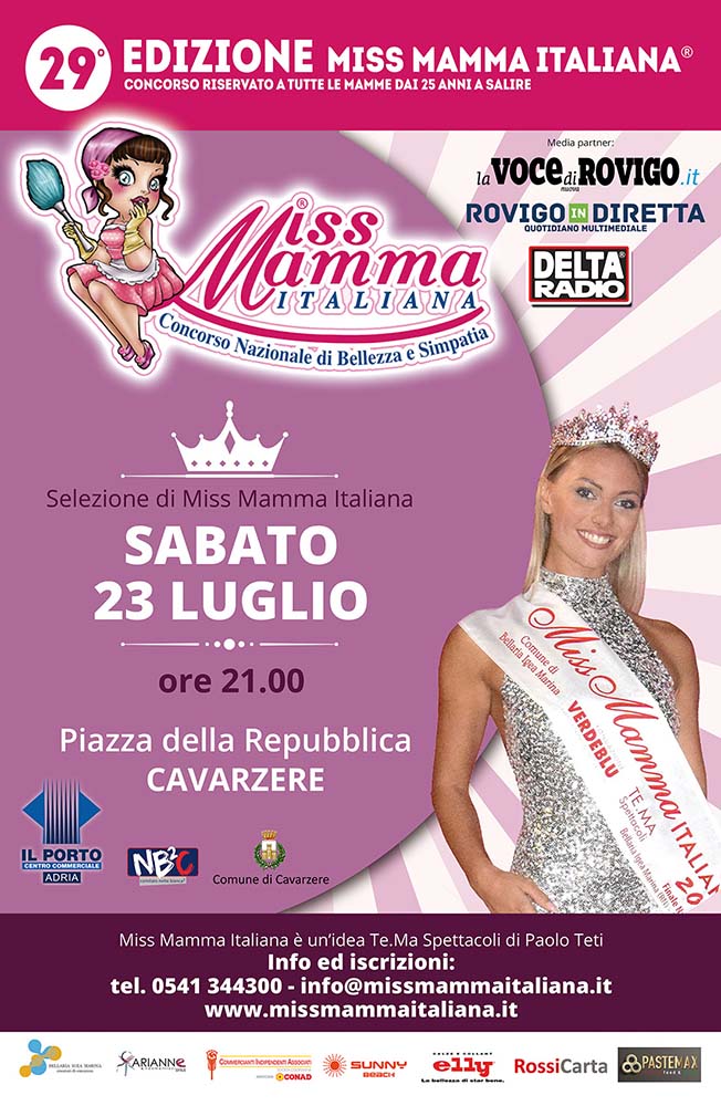 Locandina selezione Miss Mamma Italiana 2022 a Cavarzere Venezia