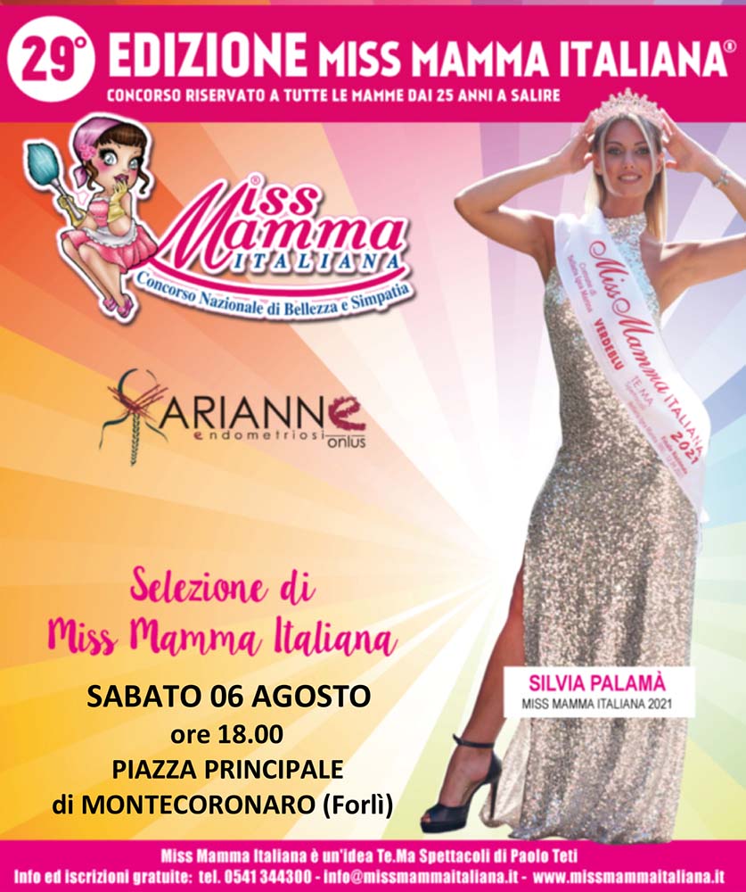 Locandina selezione Miss Mamma Italiana 2022 a Montecoronaro