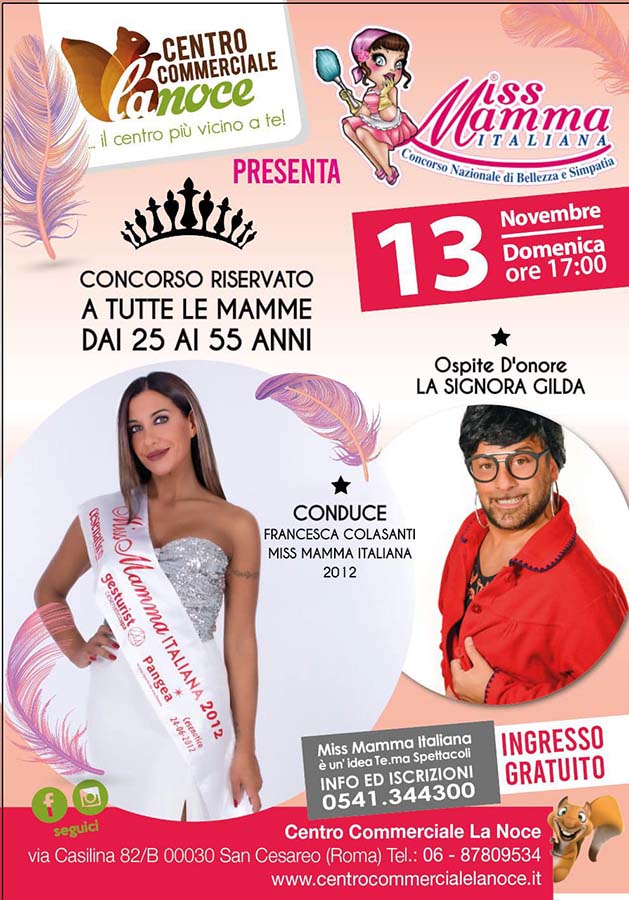 Locandina selezione Miss Mamma Italiana a San Cesareo Roma