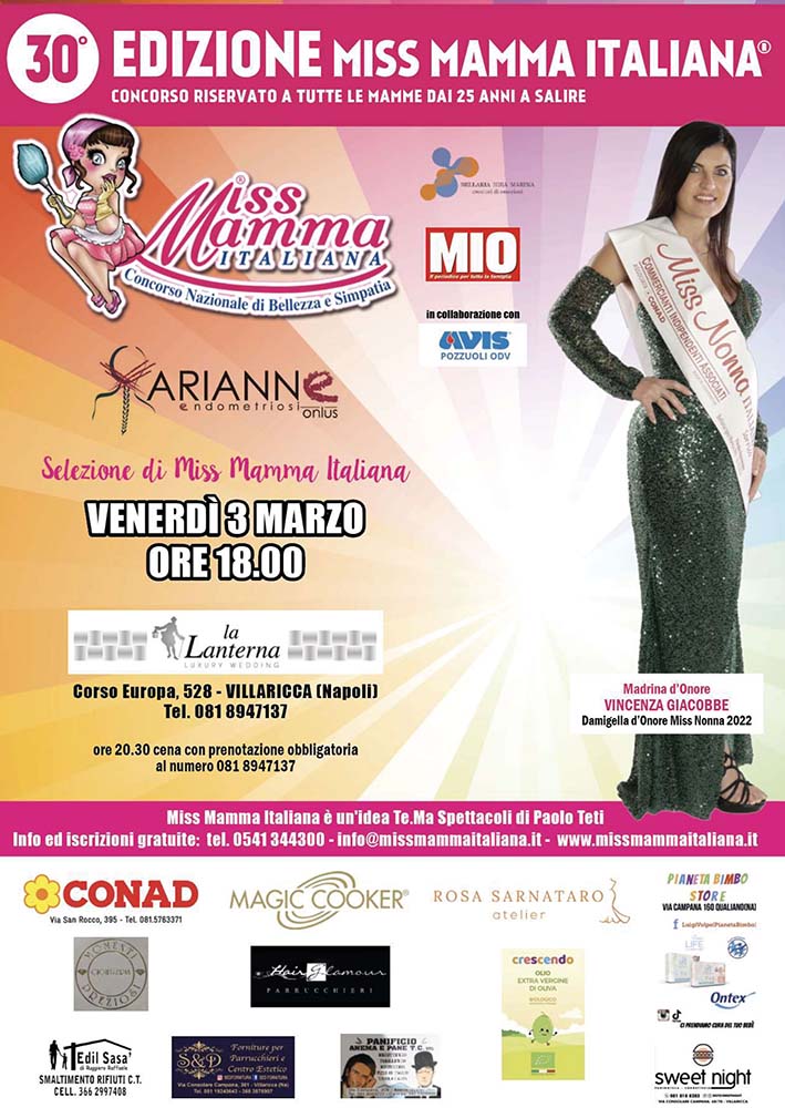 Locandina Miss Mamma Italiana 2023 a Villaricca Napoli
