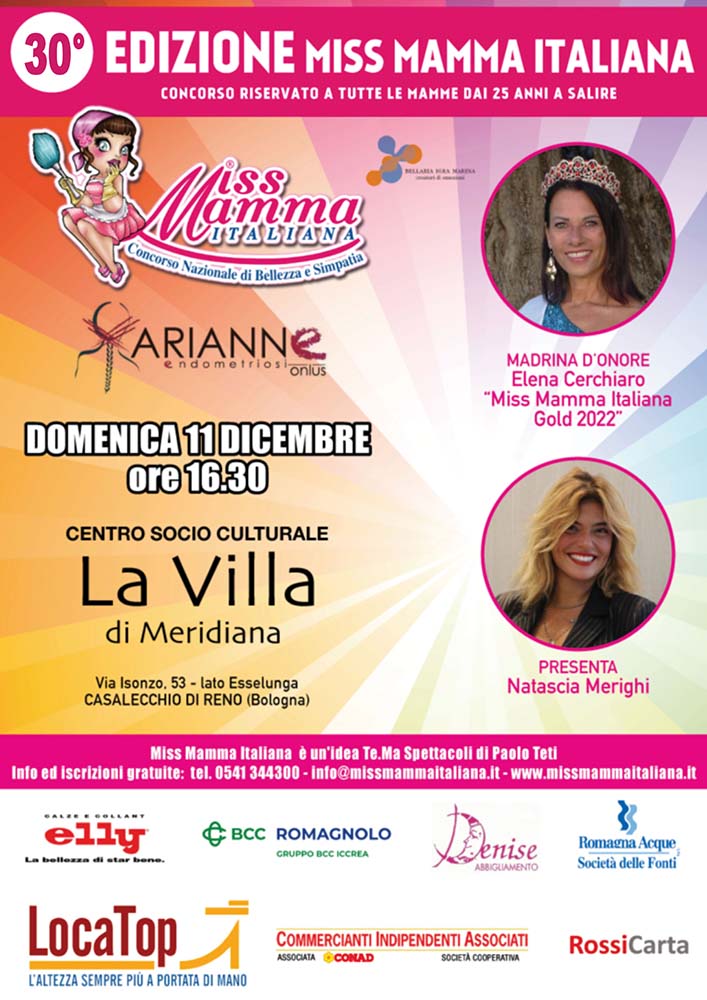 Locandina selezione Miss Mamma Italiana 2023 a Casalecchio di Reno