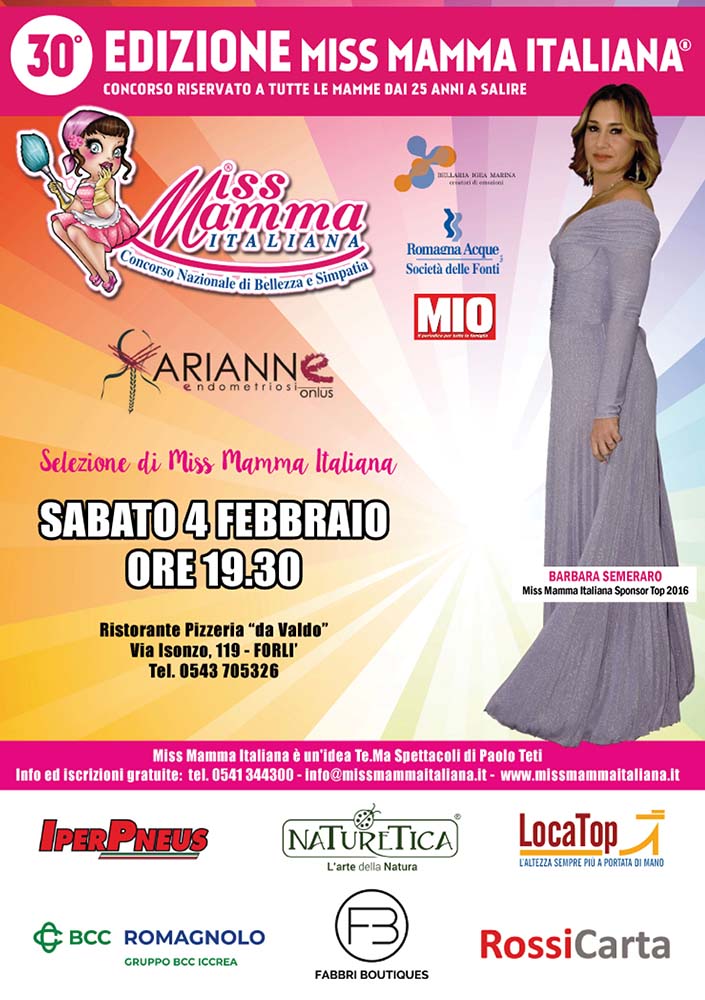 Locandina selezione Miss Mamma Italiana 2023 a Forlì
