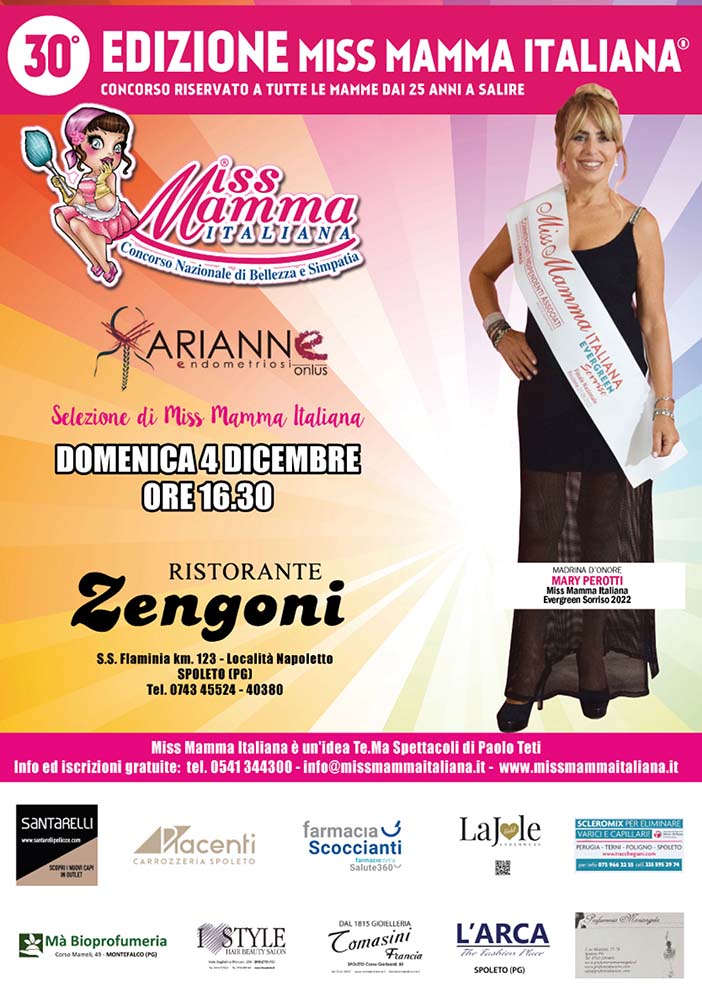 Locandina selezione Miss Mamma Italiana 2023 a Spoleto