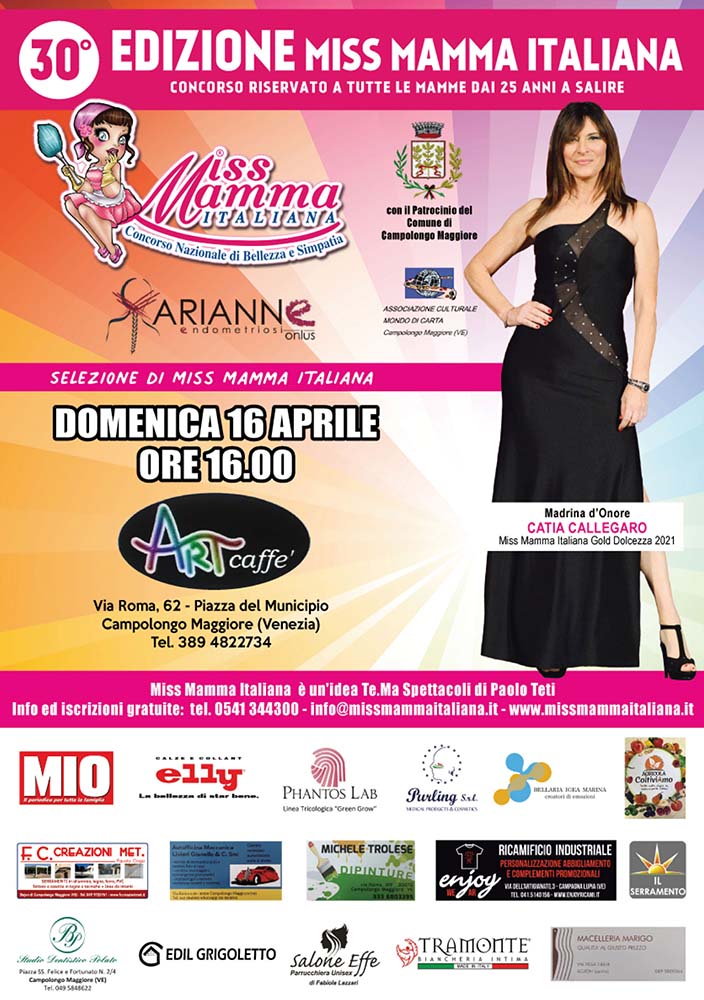 Locandina selezione Miss Mamma Italiana 2023 a Campolongo Maggiore