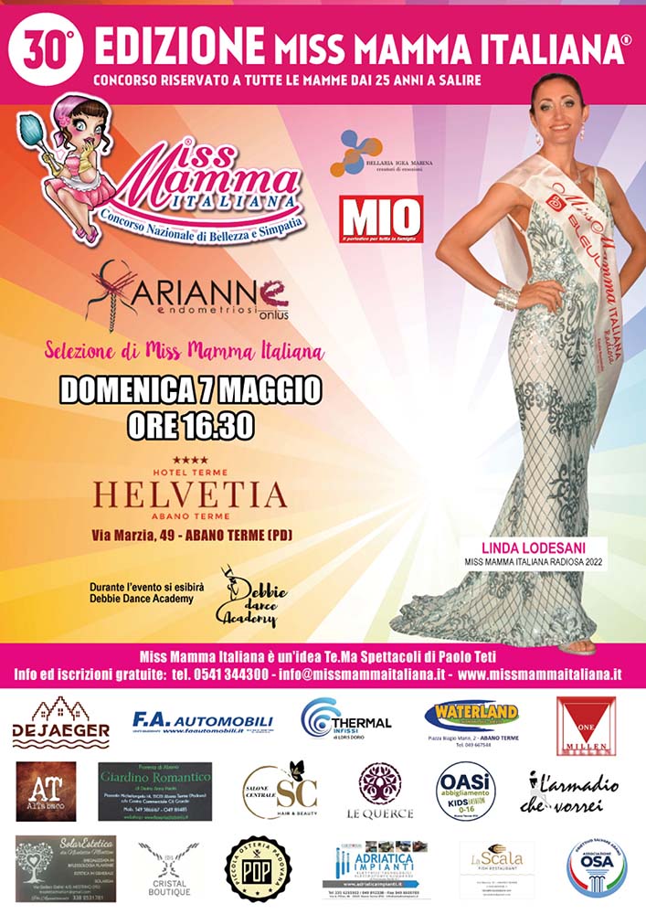Locandina Miss Mamma Italiana 2023 a Abano Terme