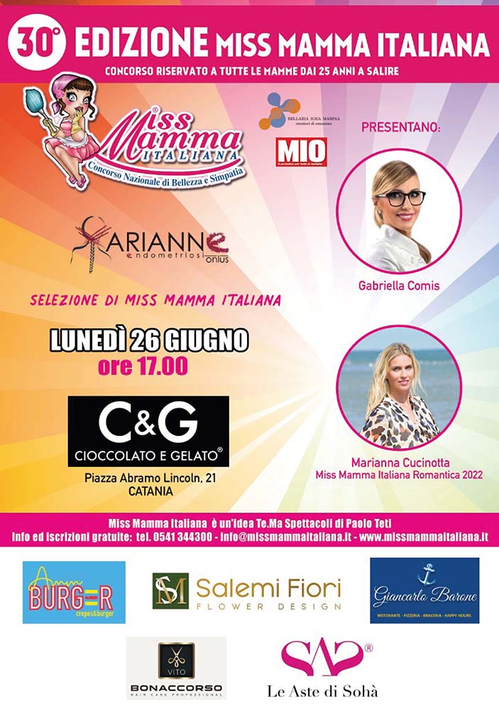 Locandina Miss Mamma Italiana 2023 a Catania