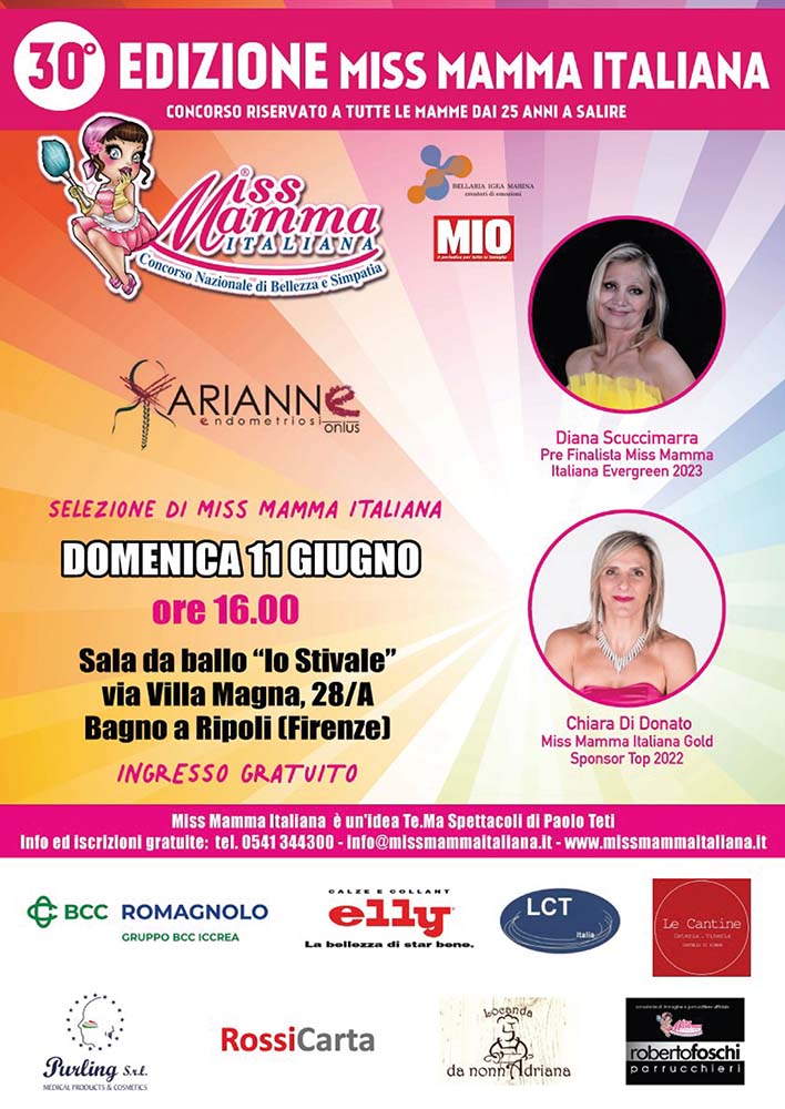 Locandina Miss Mamma Italiana 2023 a Firenze