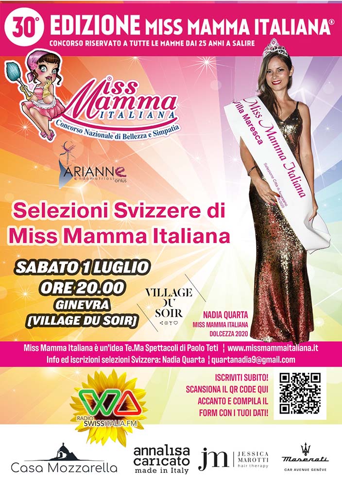 Locandina Miss Mamma Italiana 2023 a Ginevra Svizzera