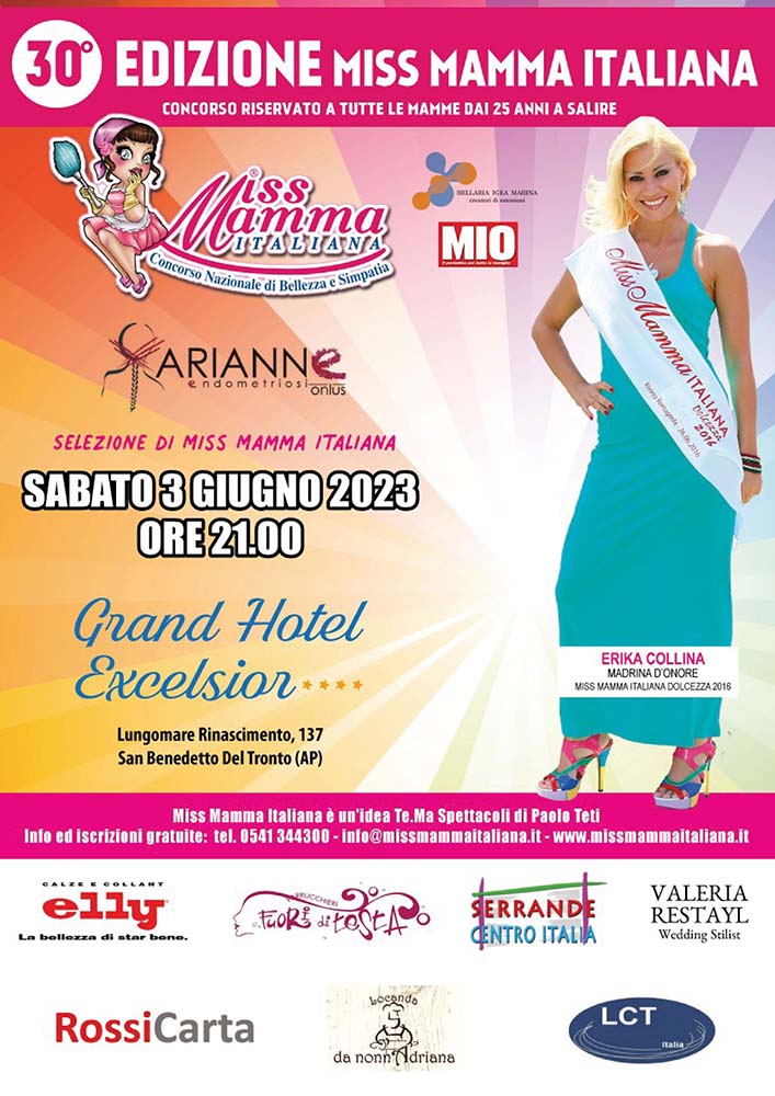 Locandina Miss Mamma Italiana 2023 a San Benedetto