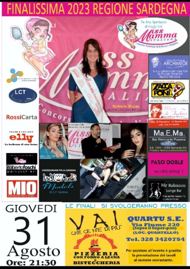 Locandina Finale Regione Sardegna Miss Mamma Italiana 2023