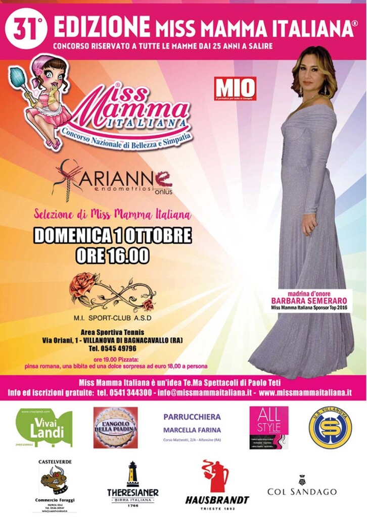 Locandina selezione Miss Mamma 2024 a Villanova di Bagnacavallo