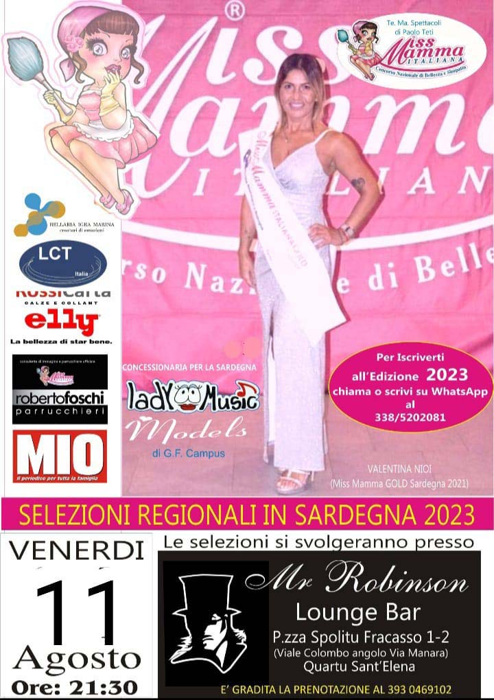 Locandina selezione Miss Mamma Italiana 2023 a Quartu San'Elena - Cagliari