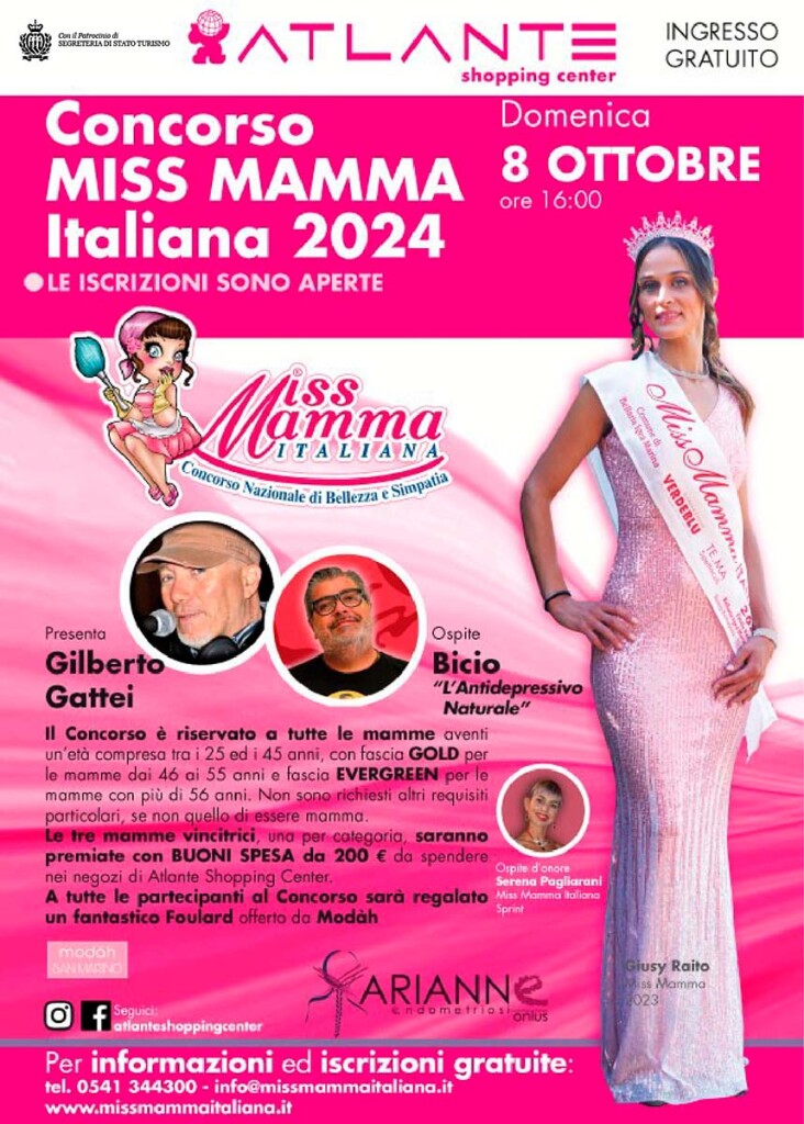 Locandina selezione Miss Mamma Italiana 2024 a San Marino