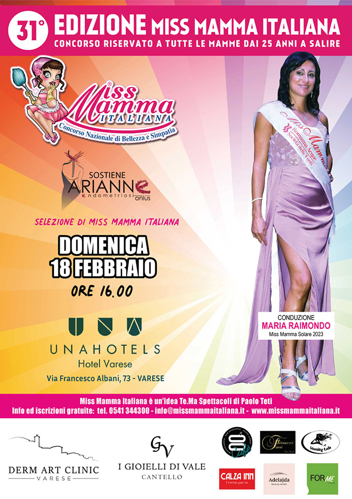 Locandina selezione Miss Mamma Italiana 2024 a Varese