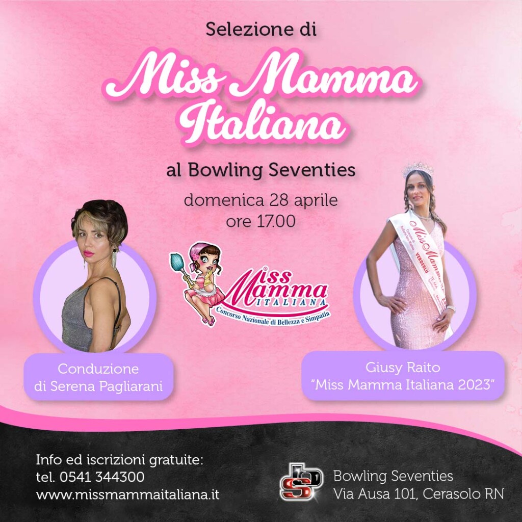 Locandina selezione Miss Mamma Italiana 2024 a Coriano