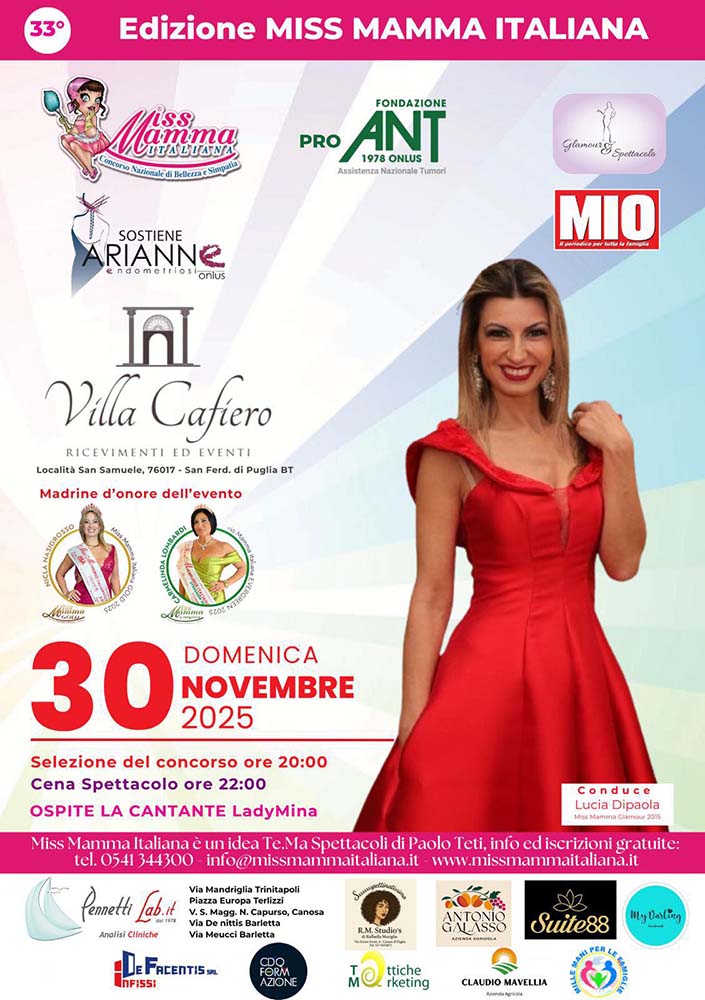 Locandina selezione Miss Mamma Italiana 2026 a San Ferdinando di Puglia